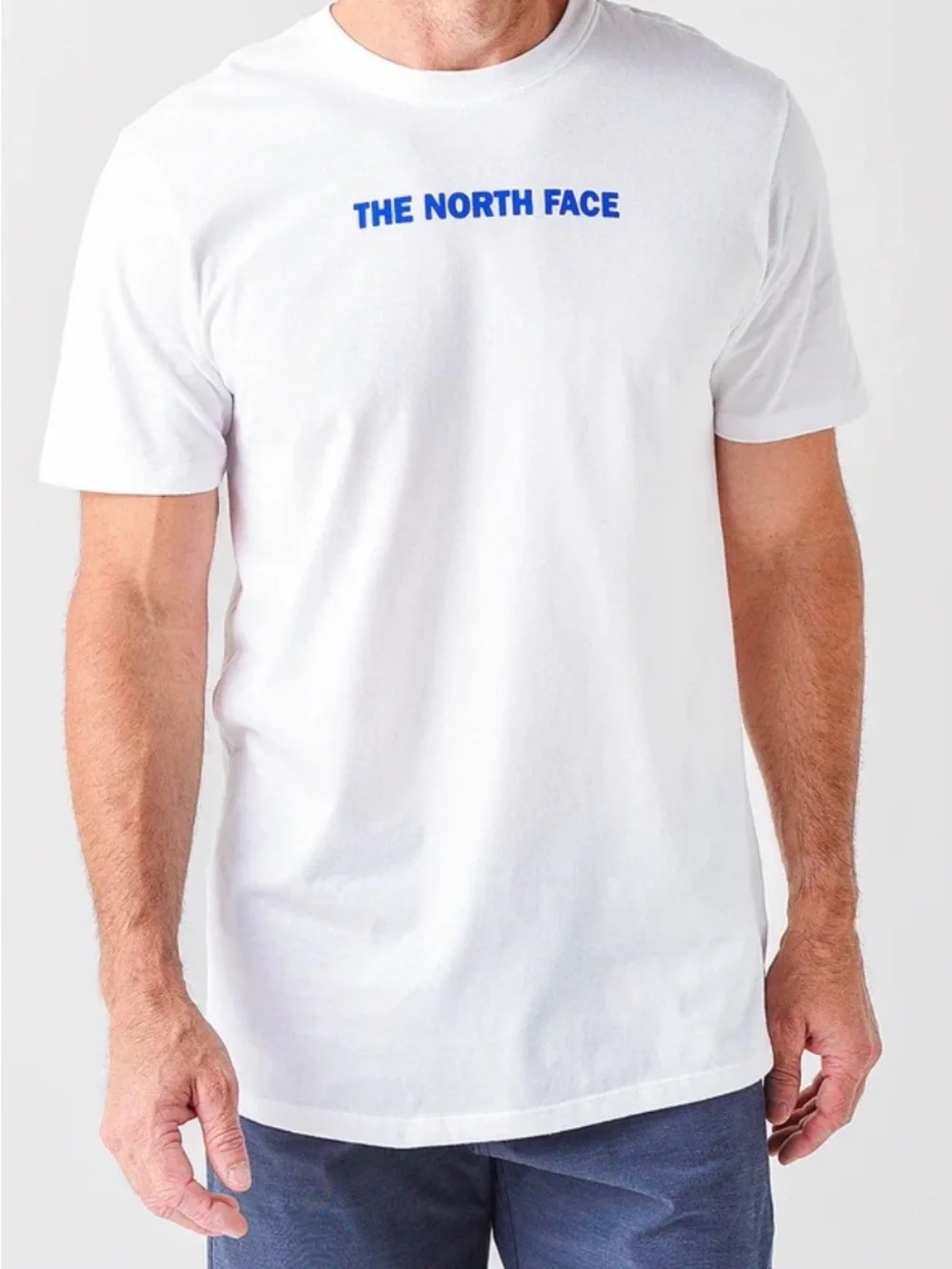 The North Face USA America Flag Box Blue White Tee Shirt-Mens Large